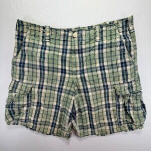 Polo Jeans Company Ralph Lauren Men's Plaid Cargo Shorts Size 42 Green Navy Tan